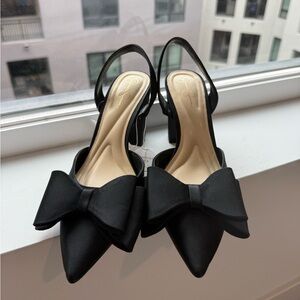Jessica Simpson Black Bow Slingback Heels